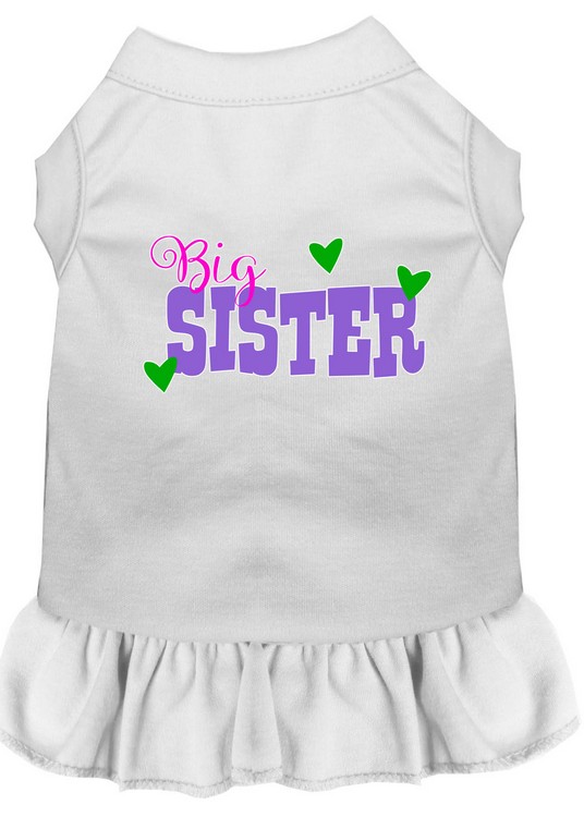 Big Sister Screen Print Dog Dress White XXL